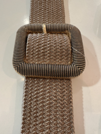 Riem met stretch en metalen gesp - taupe