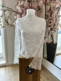 Biba kanten top met wijde mouw-wit