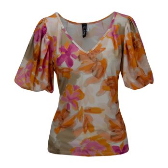 IZ NAIZ shirt puff flower orange 3933
