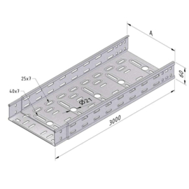 Kabelbaan ineenschuifbaar h=60mm, b=100mm, L=3000mm Sendzimir verzinkt