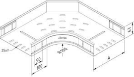 Kabelbaan bocht 90° h=60mm, b=100mm