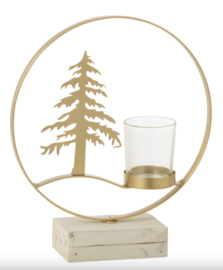 Theelichthouder kerstboom goud
