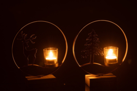 Theelichthouder kerstboom goud