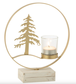 Theelichthouder kerstboom goud