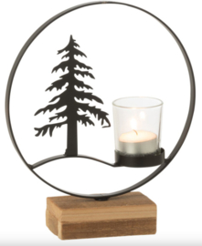 Theelichthouder kerstboom zwart
