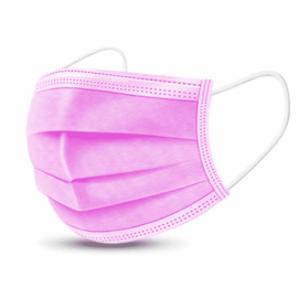 Mondmasker roze 3 laags - Doos met 50stuks