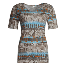 SHIRT TURQUOISE BEIGE DESSIN BARBARA LEBEK