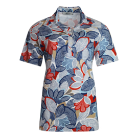 POLOSHIRT MARINE BLUE RED BLOEM