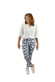 STRETCH PANTALON RAF BLAUW WIT BLOEM