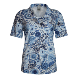 POLOSHIRT BLUE MARINE WOLWIT PRINT