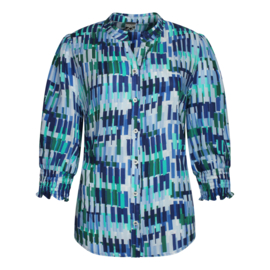 BLOUSE GROEN MARINE STREEPJE