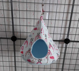 Tipi doorsnee 22 cm hoogte 20 cm panda op roze regenboog