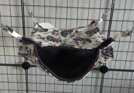 Bunkbed S Donkerblauw motief met bordeaux bloemen