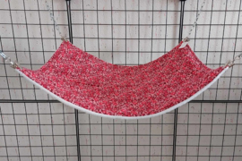 Rechthoek hangmat 38x28 bloempjes roze rood