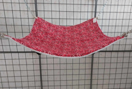 Vierkante hangmat 33x33 bloempjes roze rood