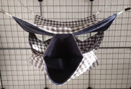 Tripeldekker L Grijze ruit medium met navy