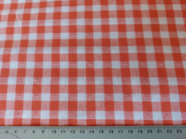 Oranje met ruitjes en hartjes