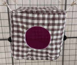 Kubus L Grijze ruit medium met lila