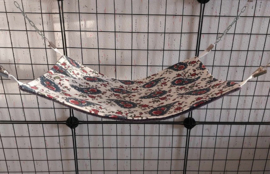 Rechthoek hangmat M Donkerblauw motief met bordeaux bloemen