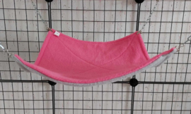 Vierkante hangmat 34x34 roze met lichtgrijs doorgestikt