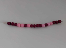 Kralen slinger 19 cm. met paarse en roze kralen