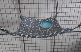 Vierkante hangmat met inkruip 29x29 cm grijs met schaapjes