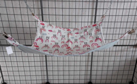Vierkante hangmat 35x35 cm panda op roze regenboog