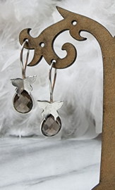 Zilveren hangers met rookkwarts