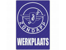 Werkplaats Sticker Nederlands Blauw 200mm x 285mm Zündapp