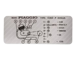 Model Identification Aticker Zilver 100mm x 40mm Vespa Ciao P 25KM