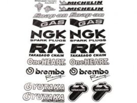 Sticker set Zwart - Zilver 240mm x 340mm Technical Racing