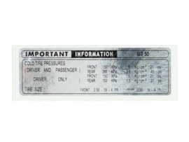 Information Sticker White - Black Honda MT