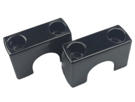 Handlebar clamp set black powdercoated 2-Pieces Puch Maxi