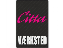 Werkplaats Sticker Deens Zwart - Magenta - Wit 200mm x 285mm Citta