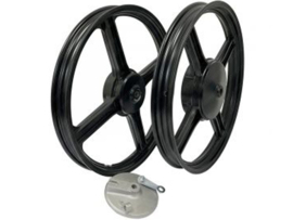Wheel set 4-Spokes 16 Inch 1.35 Black Vespa Ciao / SI / Bravo