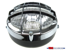 Headlight unit round black with Grill
