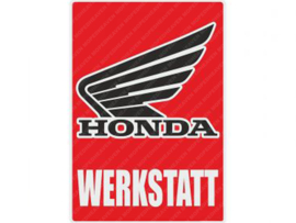 Werkplaats Sticker Duits Rood 200mm x 285mm Honda