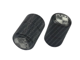 Valve cap set Aluminium Black Ribbed Puch Logo 2-Pieces Universal