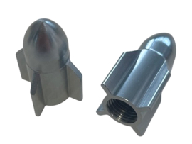 Valve Cap set Rocket Silver 2-Pieces Universal