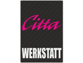 Werkplaats Sticker Duits Zwart - Magenta - Wit 200mm x 285mm Citta