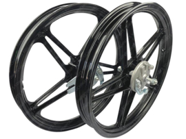 Velgen set 17 Inch x 1.60 Zwart model als Bernardi / Mozzi Puch Maxi / Peugeot 103 MVL