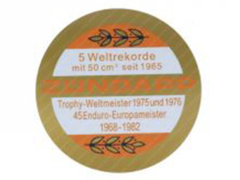 Sticker 65mm Orange - Gold 5 Weltrekorde mit 50ccm Zündapp