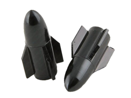 Valve Cap set Rocket Black 2-Pieces Universal