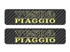 Tanksticker set Vespa Piaggio 115mm - 30mm Carbon - Yellow 2-Pieces Vespa Ciao