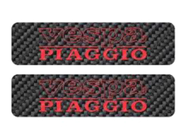 Tanksticker set Vespa Piaggio 115mm - 30mm Carbon - Red 2-Pieces Vespa Ciao