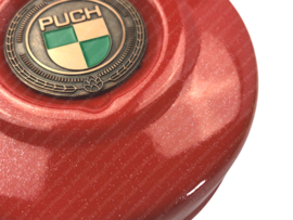 Polraddeckel Rot Flakes! mit RealMetal Emblem Puch e50 / ZA50 / Z50