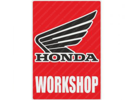 Workshop Sticker English Red 200mm x 285mm Honda