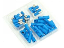 Assortment set Cable lugs Flat plug Blue 50-Pieces Universal