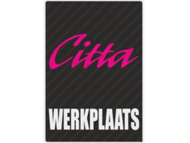 Werkplaats Sticker Nederlands Zwart - Magenta - Wit 200mm x 285mm Citta