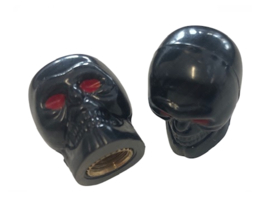 Valve Cap set Skull Black - Red 2-Pieces Universal